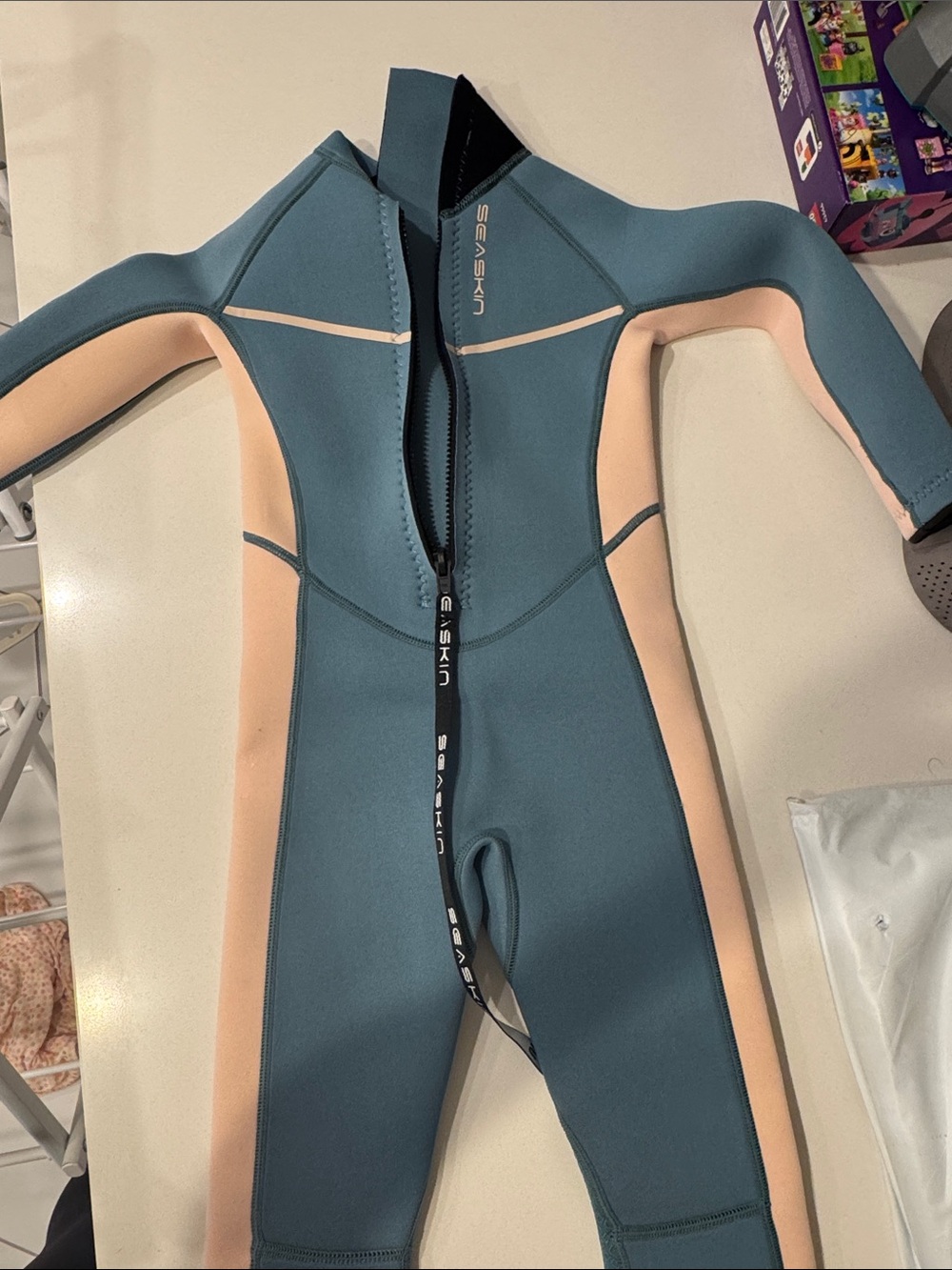 Skin Kids Teal and Peach Full-Length Rashguard Swimsuit